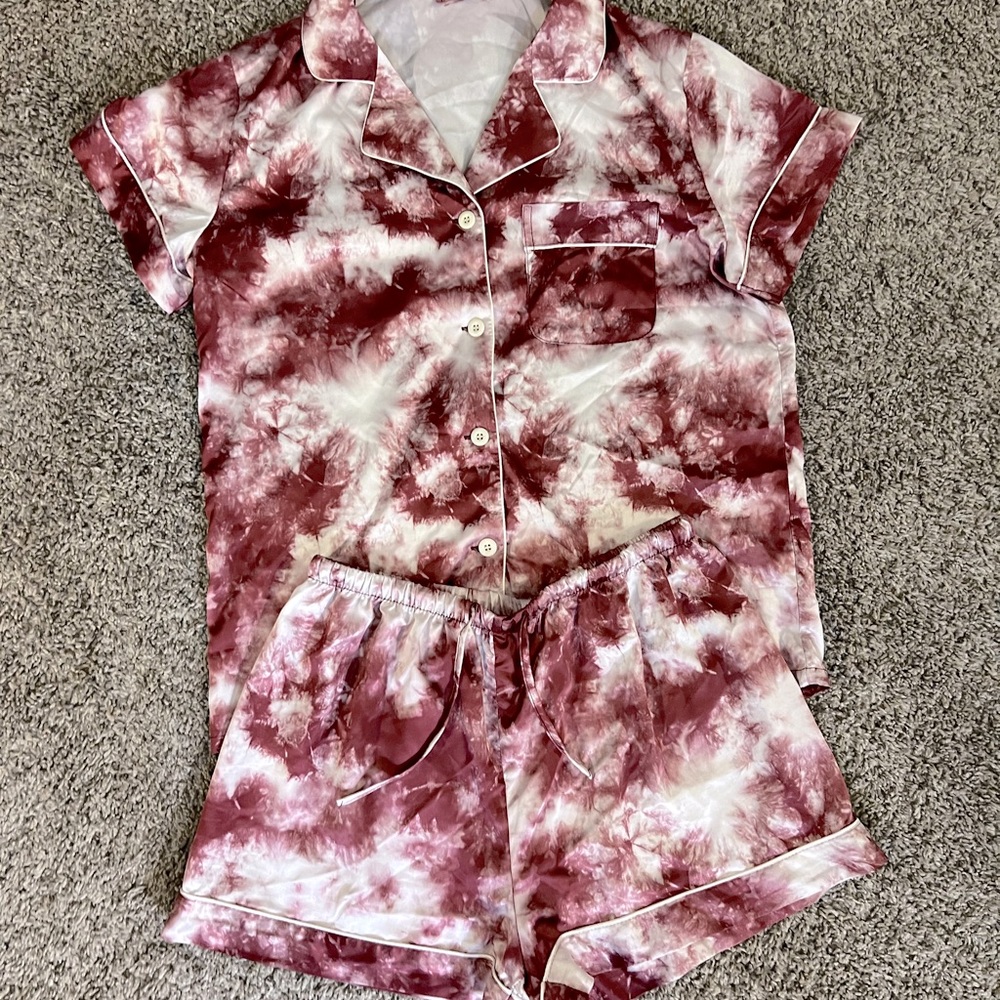 Silk tie-dye PJ set